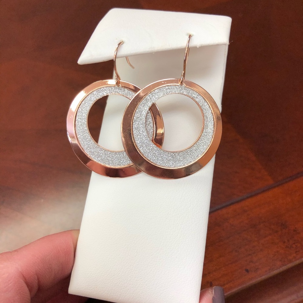 Rose Tone Dangle Earrings